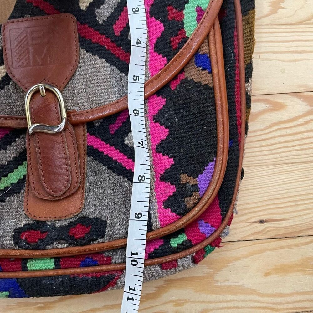 EM MAY Turkish Kilim Wool Handbag Crossbody Messenger Bag Purse Unique Suede - Picture 3 of 10